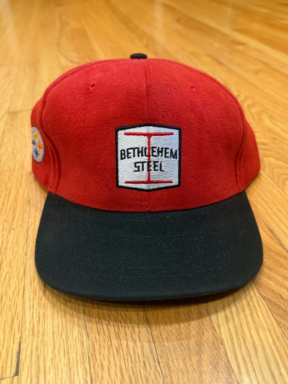 Pittsburgh Steelers X Bethlehem Steel Red & Black Patch Snapback Hat